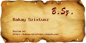Bakay Szixtusz névjegykártya
